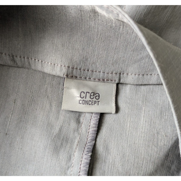 Crea Concept Gray Linen Blend Long Sleeve V Neck Wrap Blouse Top Size 40 Medium - Picture 4 of 12